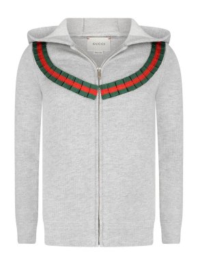Gucci Girls Cotton Grey Embroidered Hoodie