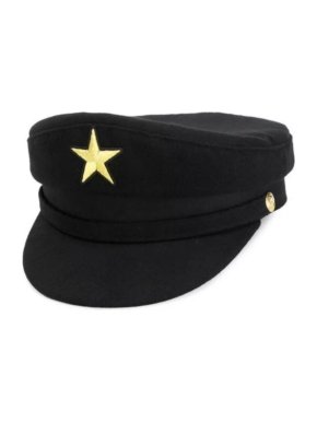 Manokhi Black Wool Star Embellished Military Hat