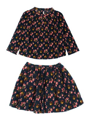 Bonpoint Girl's Navy Floral Two-Piece Skirt and Top
