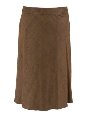 Prada Brown Silk A-line Skirt