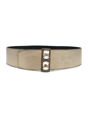 Valentino Leather Metallic Wide Crystal Embellished Belt