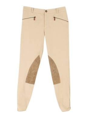Ralph Lauren Beige Twill Suede Patch Jodpurs