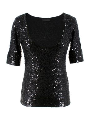 Donna Karan Black Cashmere blend Sequin Top