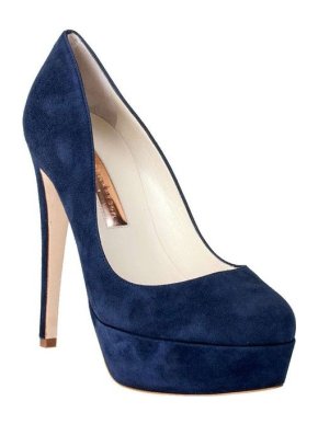 Rupert Sanderson navy suede harper pumps