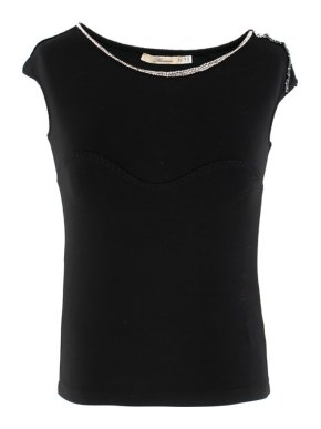 Blumarine Black Crystal Trim Top