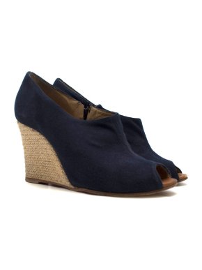 Christian Louboutin Navy Blue Wedge Sandals