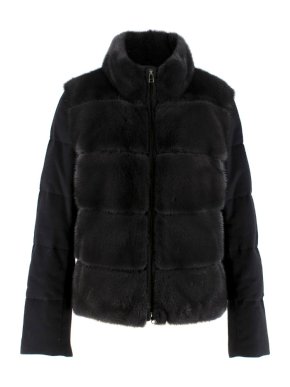 Vizelle black mink fur cashmere & wool jacket
