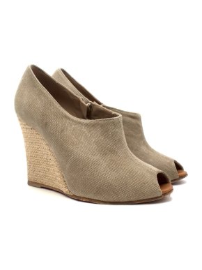 Christian Louboutin Grey Canvas 'Corazon' Espadrilles Booties