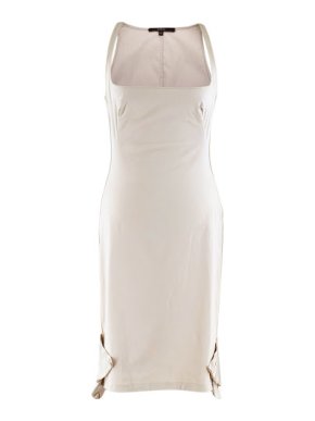 Gucci Nude Pleat Trim Square Neck Dress