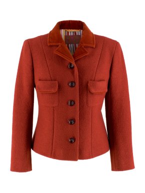 Etro Red Wool Jacket with Velvet Collar