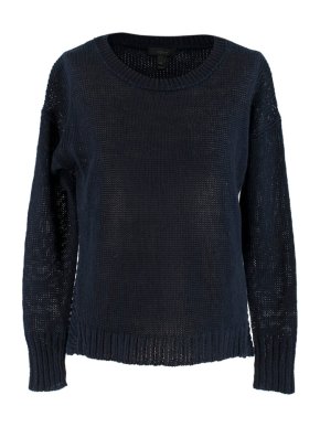 J.Crew Navy Linen Open Knit Jumper