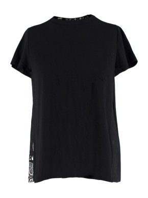 Sacai Linen Blend Black Top W/ Pleated Print Back