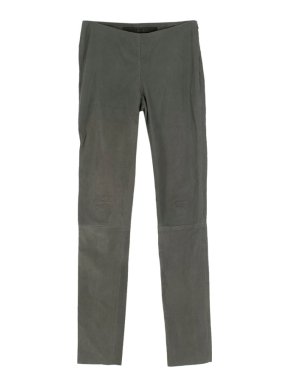 DROMe Grey Leather Raw Cut Leggings