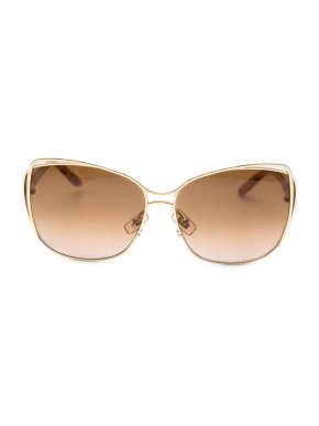 Miu Miu Brown & Gold Square Oversize Rim Sunglasses