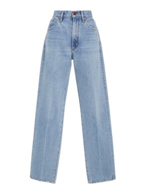 Goldsign High Rise Distressed Straight Leg Jeans