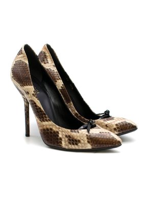 Gucci Snakeskin Bow Detail Pumps