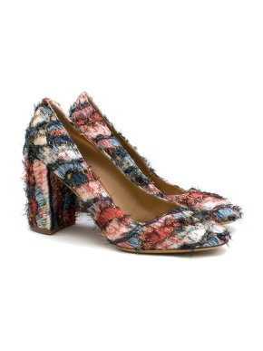Salvatore Ferragamo Pisa Fringed Jacquard Block Heel Pumps