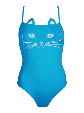 Natayakim Blue Cat Face One piece Swimsuit 1
