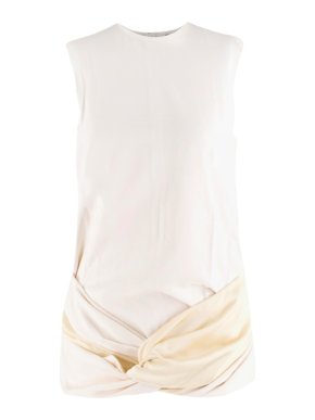 Celine by Phoebe Philo Runway Silk Blend Cream & Ivory Wrap Hem Top