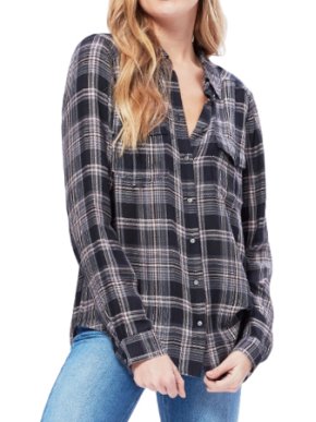 Paige Mya Shirt- Black Evening Sand Reeves Plaid