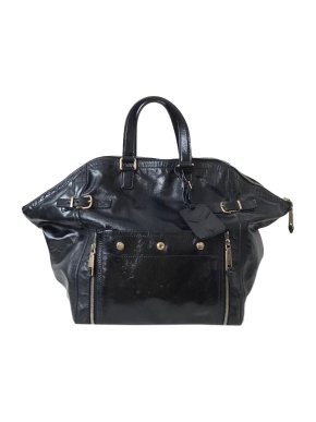 Yves Saint Laurent black Patent Leather Downton Tote Bag