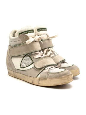 Philippe Model Hi-Top Distressed Hidden Wedge White Trainers