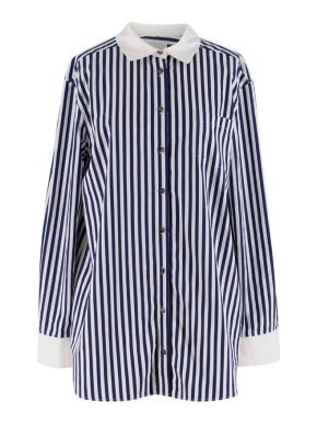Monographie White & Blue Striped Cotton Shirt 1