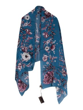 Roberto Cavalli Blue Floral Printed Square Scarf