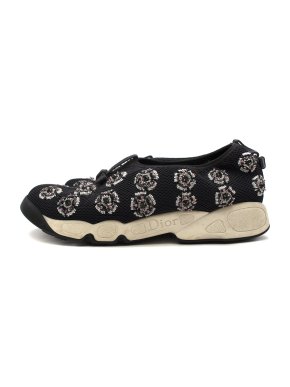Christian Dior Black Technical Fabric Embellished Slip-on Trainers
