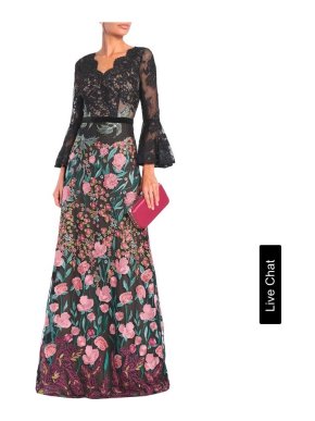 Marchesa Notte floral lace and velvet gown