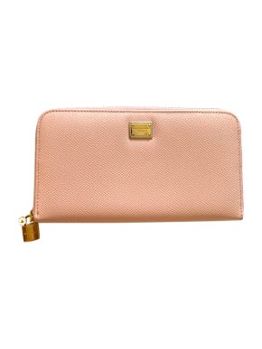 Dolce & Gabbana Pink Leather Zip-Around Continental Wallet