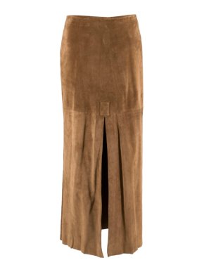 Joseph Tan Suede Split Long Skirt