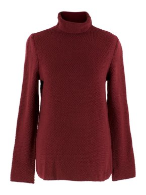 Salvatore Ferragamo Red Wool Knit Rollneck Sweater