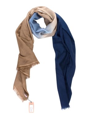 Gaynor Cashmere Ombre Blue & Beige Scarf