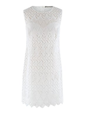 Ermanno Scervino White Lace Embroidered Dress