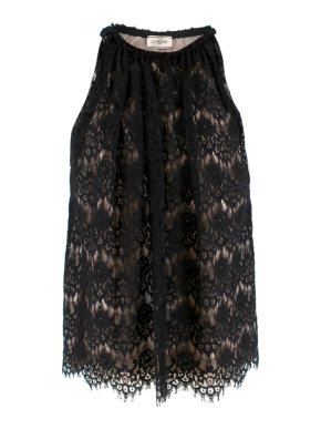 Lanvin Black Silk Lace Embellished Sleeveless Top