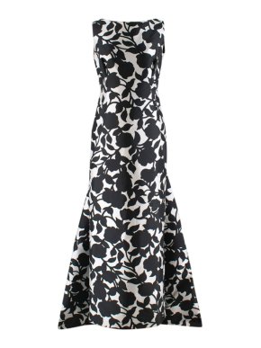 Carolina Herrera Boutique White & Black Floral Gown