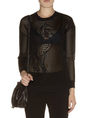 Stella McCartney Black Mesh Neoprene Horse Print Jumper