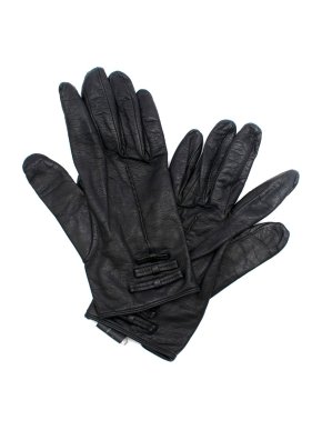 Prada Women's Black Bow Embellished Leather Gloves