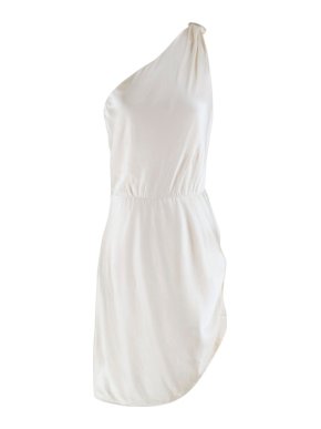 Halston Ivory Silk One-shoulder Dress
