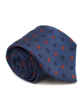 E. Marinella Blue Floral Print Silk Tie