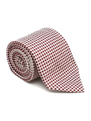 Drake's White & Red Polka Dot Silk Tie