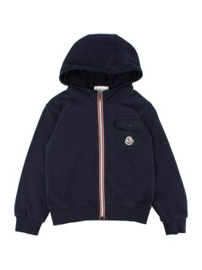 Moncler Boys 5Y Navy Cotton Zipped Hoodie