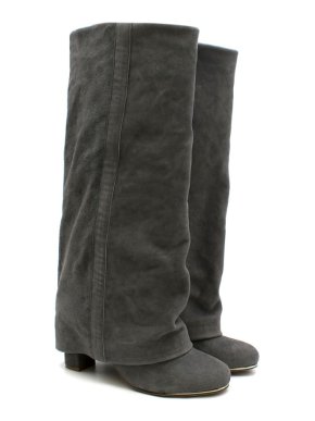 See by Chloe Grey Suede Heel Covered Boots