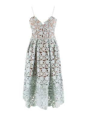 Self Portrait Mint Green Guipure Lace Arabella Midi Dress