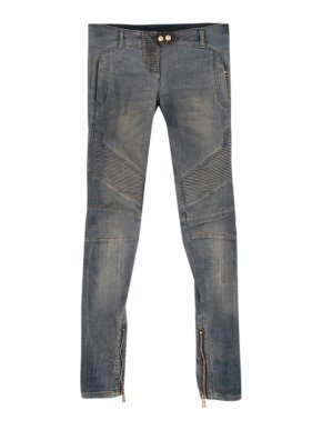 Balmain Distressed Ribbed Skinny Jeans