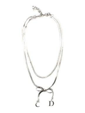 Christian Dior Double Chain Bow Charm Necklace