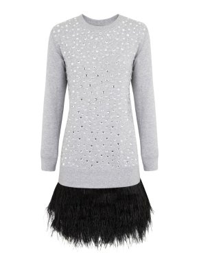 Michael Michael Kors Ostrich Feather & Crystal Embellished Dress
