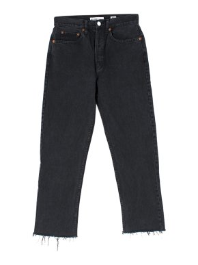 RE/DONE Originals High Rise Ankle Crop with Stretch Black Jeans