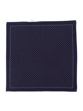 Brunello Cucinelli Navy Cotton Polka Dot Pocket Square